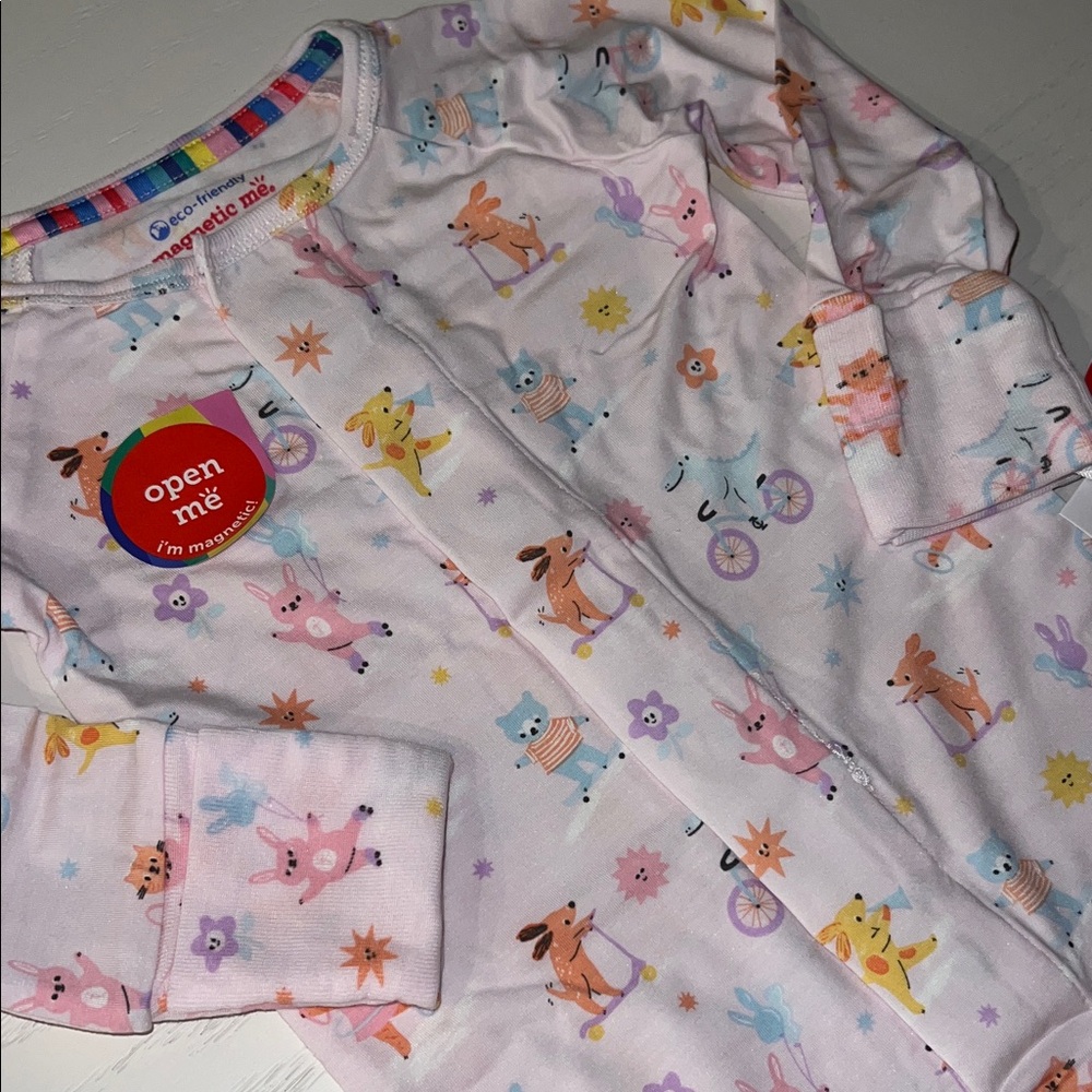 Magnetic Me Pink Dog Playground Pals Convertible Romper Footie 6-9 months - Picture 4 of 7